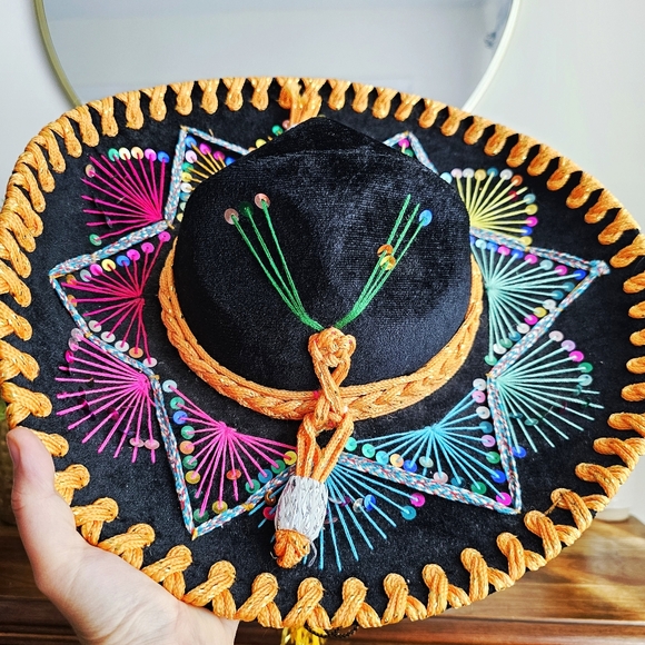 Handcrafted Sombrero Selene Calidad Mexican Mariachi Multicolor Children's Hat - Picture 13 of 16